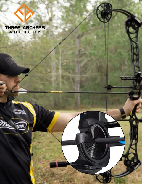 Fully Enclosed Brush Arrow Rest For Compound And Recurve Bow with Capture Style Option in use during archery practice.