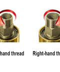 Brass Rotary Joint Swivel Connector Three Quarter Inch To One Quarter Inch Threaded Water Fitting Two Way Left Right Hand Pro Grade Heavy Duty Piping and Hydraulic System Connector For Oil Or Water Lines 50 To 120C, left-hand and right-hand thread detail
