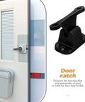 Super Sturdy Metal Door Catch Holder For Rv And Camper Vehicles With Nylon Parts, featuring T-shaped design for easy setup.