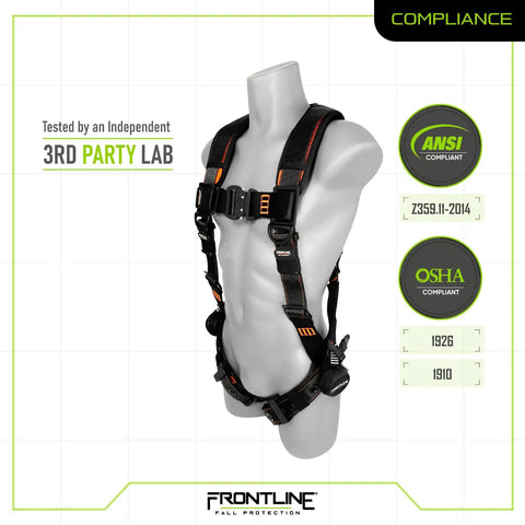 Lite Vest Style Harness With Aluminum Hardware And Suspension Trauma Straps Quick Connect Buckle OSHA And ANSI Compliant