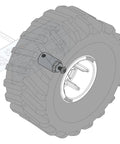 Diagram of All Terrain Tire Kit For TETRIX MAX Robotics, Monster Truck Style Wheels, showing nylon hub and foam insert design.