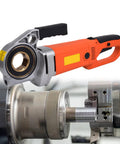 No Sweat Electric Pipe Threader 2300W Handheld Threading Machine showing strong copper motor for cutting pipes up to 2 inches.