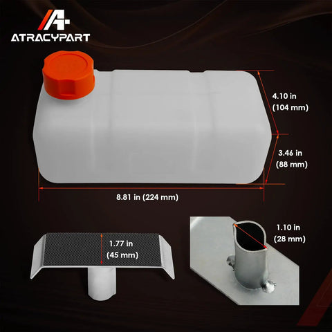 Oiler Kit For Chainsaw Milling Attachments with 1.5L tank and dimensions shown for easy install and universal fit.