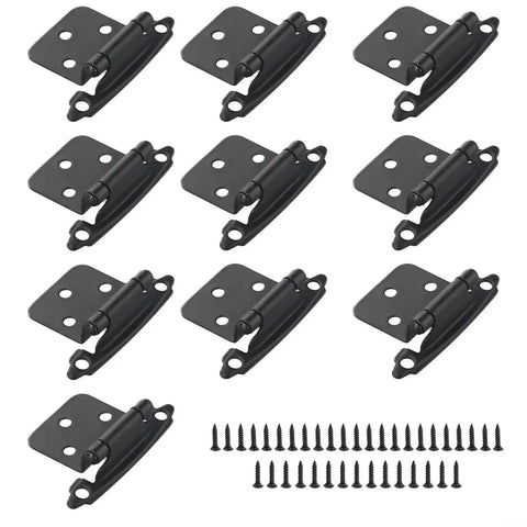 Complete All In One Set Of 10 Self Closing Overlay Flush Cabinet Hinges In Cold Rolled Steel With Polished Chrome Finish Includes 50 Screws