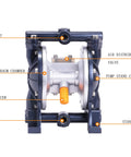 MXBAOHENG air-operated diaphragm pump with blue frame and 3/8 in inlet/outlet ports