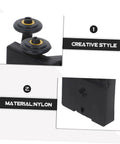 Heavy Duty Black Sliding Door Rollers Buttery Smooth Ball Bearing Casters For Closets And Showers Quiet Glide Hardware close-up showing nylon material and design details.
