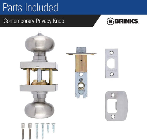 Slick Contemporary Privacy Ball Door Knob Set With Lock And Key Satin Nickel Finish Interior Door Knobs parts included view