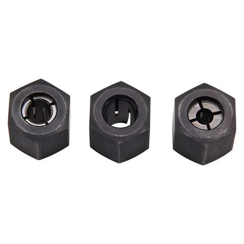 Three Piece Router Collet Kit For Boschi Routers 1613 1617 1618 1619 Includes Quarter Inch Half Inch And Three Eighths Inch Collets