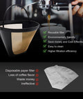 2 Pack Reusable Cone Coffee Filters For Dual Brew Coffee Makers Replacement Number Four Permanent Filter Compatible With Ninja And Cuisinart Machines Easy Cleanup No Mess 8 To 12 Cup Brews shown with a coffee machine and paper filter comparison