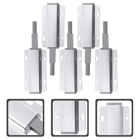 Five Pack Push To Open Cabinet Latches With Magnetic Closure And Long Stroke Magnets Aluminum Alloy Hidden Locks Silver Finish