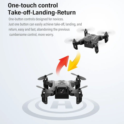 Dope Mini 4K Drone With Foldable Design showcasing one key takeoff and landing feature in flight over target area.
