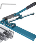 Top Shelf Pvc Cable Tray Cutter With Built In Dual Scale Ruler For Open Plastic Wiring Trunking Heavy Duty Manual Guide Rail Shear with angled cut feature.