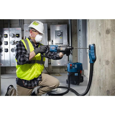 Person using Workhorse SDS-Plus Bulldog Rotary Hammer Bit 1/4 Inch By 6 Inch on concrete wall, two-cutter head visible