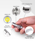 650 Lumens USB Rechargeable Keychain Flashlight Ultra Bright Mini EDC Light with metal button and magnetic clip.