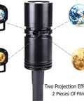 Earth And Moon Projector Lamp With USB Charging, Bendable Stand, shows Earth and Moon projection effects with two film pieces.