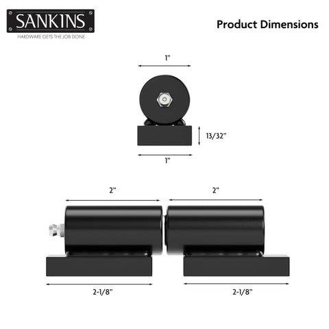 Heavy Duty 5 Inch Weld On Gate Hinges 450lbs Capacity for Outdoor Gates and Trailers showing side and front product dimensions