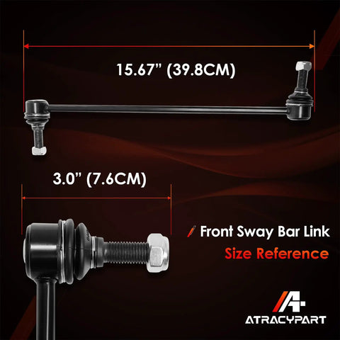 Front Sway Bar Links 2 Pack For 2007-2017 Chevy Traverse And GMC Acadia, Tough As Nails Suspension Stabilizers To Stop Clunking, Leans, And Uneven Tire Wear, Restore Smooth Turn Handling And Ride Comfort, 15.67 in steel size reference