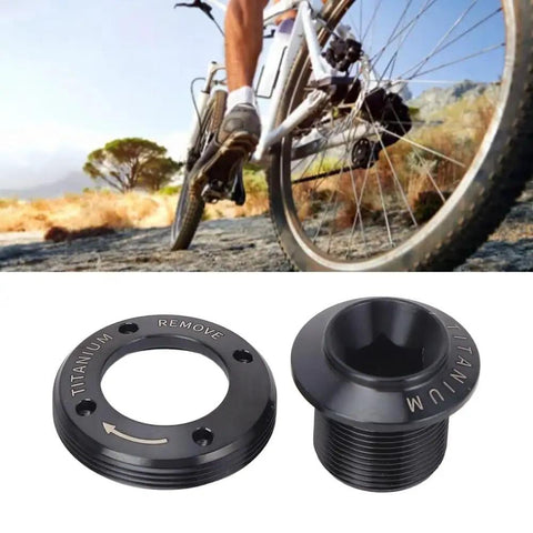 Beefy Titanium Alloy M18 Dub Crank Bolt With M30 Lock Ring Kit Black Replacement Set For DUB Cranksets Lightweight And Rock Solid Hardware For Secure Bike Crank Fixing. Black titanium M18 bolt and M30 lock ring for DUB bike crankset fixing