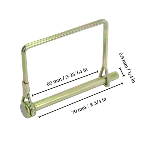 Gold Trailer Pins Pack Of Ten For Farm Trailers And Towing, Two And Three Quarter Inches Long And One Quarter Inch In Diameter