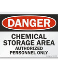 Heavy Duty Aluminum Hazard Warning Plate 7 X 10 Inches Built Like A Tank For Chemical Storage Areas And Authorized Personnel Only Rust Free Fade Resistant Print on a white background
