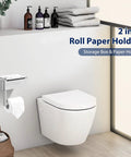 Two Pack Stainless Steel Toilet Paper Holder With Built In Shelf For Mega Rolls Up To 6 Inch Diameter Wall Mount Bathroom Organizer With Hidden Wet Wipe Dispenser Silver Finish Easy Reach Storage Saver mounted near toilet
