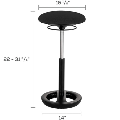 Twixt Active Movement Seating Chair With Dynamic Posture Support, Extended Height, Black ergonomic design dimensions shown.