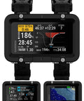 Descent X50i Premium Dive Computer Bundle with 3 Inch Color Touchscreen displaying depth charts and data.