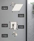 Shower Faucet Set With Tub Spout And Valve Included 8 Inch Rain Shower Head Brushed Nickel Tub And Shower Kit For Bathroom Remodel
