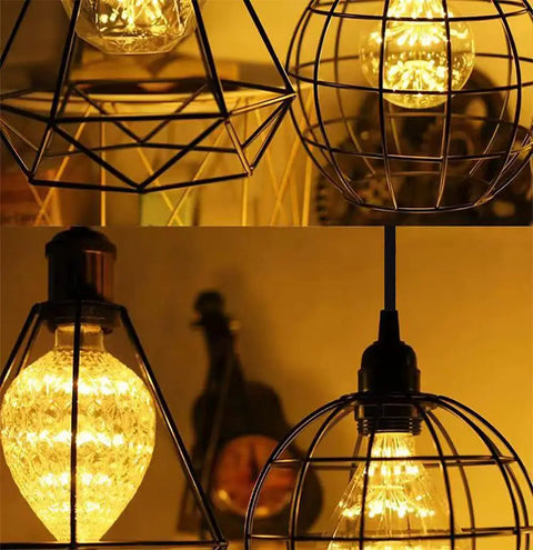 Two Pack 15 Foot Plug In Pendant Light With In Line On Off Switch Black Hanging Lantern Cord E26 E27 Socket in vintage cages