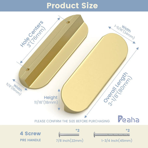 10 Pack Gold Cabinet Pulls 3 Inch Edge Pulls For Cabinets Desk Pull Gold Handle For Kitchen Cabinets with size dimensions