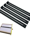 DIY Drawer Repair Kit With Heavy Duty Steel Brackets For Sagging Wooden Chipboard And MDF Drawers Middle Mount Reinforcement Hardware Includes Screws For Cabinets No Nonsense Fix, showing four black metal brackets with a drawer demonstration.