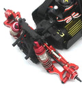 Close-up of red metal steering cup from Red 3 Piece Beefed Up Upgrade Kit For Gladiator 1 By 14 RC Car Steering Cup And Rear Wheel Set