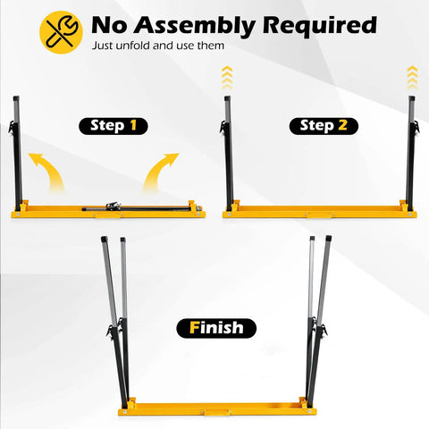 Badass 2 Pack Folding Sawhorse 660 Lb Heavy Duty Metal Work Stands With 12 Height Adjustments And Sturdy Carry Handles For Contractors And Job Sites Portable assembly steps showing folding mechanism.