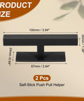 Two Pack Self Stick Push Pull Helper For Cabinets And Doors 4 Inch Plastic Adhesive Rectangle Stick On Handle For Kitchen Cabinets Windows Sliding Closets And Wardrobe Black, 100mm x 35mm