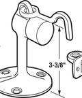 Diagram of 4 Inch Solid Brass Floor Stop With Brushed Chrome Finish, Hook Mounted Door Stop For Commercial Doors, 3 Hole Mounting For Secure Install