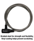 Braided steel 6 Ft Bike Cable Lock Keyed Security Cable For Bikes And Outdoor Gear, vinyl coated, durable and flexible