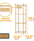 Large Capacity Stuffed Animal Storage Organizer For Playroom, Wood Zoo Toy Cage, 15.8W x 53.6H inches, scalloped design