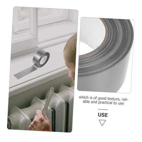 Heavy Duty Duct Tape Sealing Tape for Indoor and Outdoor Use Quick Fix Pipe Leaks and Repairs Base Waterproof Cloth Tape You Can Tear by Hand Sticks Fast and Holds Tough for Household Garage and Outdoor Projects next to a window, roll close-up, and pipe repair demonstration.