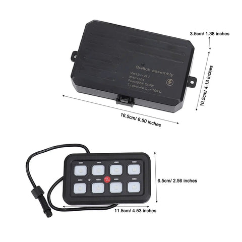 Eight Gang LED Touch Control Switch Panel With Dimmable Relay System For Trucks Boats ATVs UTVs SUVs And RVs Marine Grade Switch Box Easy Access Power Control Blue LEDs