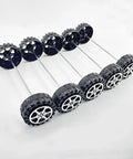 30 Pack 35mm Plastic Toy Car Wheels With 2mm Round Shaft Axles For RC Cars, Trucks And Robots Build Ready DIY Projects Includes 15 Metal Shafts