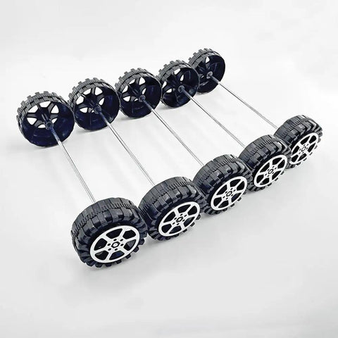 30 Pack 35mm Plastic Toy Car Wheels With 2mm Round Shaft Axles For RC Cars, Trucks And Robots Build Ready DIY Projects Includes 15 Metal Shafts