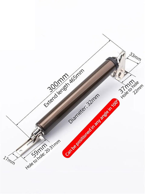 Soft Closing Automatic Door Closer 35Kg Pneumatic With Adjustable Speed And Positioning Stop in brown with measurements shown