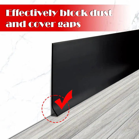 Top Notch Vinyl Wall Base Molding Four Inch Wide Peel And Stick Self Adhesive Rubber Floor Trim blocking dust and covering gaps.