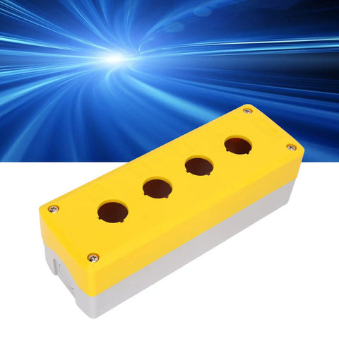 Beefy 4 Gang ABS Push Button Control Station Enclosure, Heavy Duty Industrial Electrical Box In Bright Yellow, IP65 Rated Protection