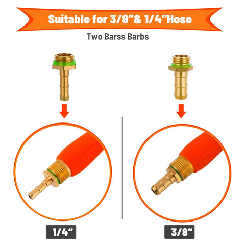 Two Pack 29 Inch Spray Wand Kit With Brass Barb Fittings 1/4 Inch And 3/8 Inch highlighting brass barbs for hose connection