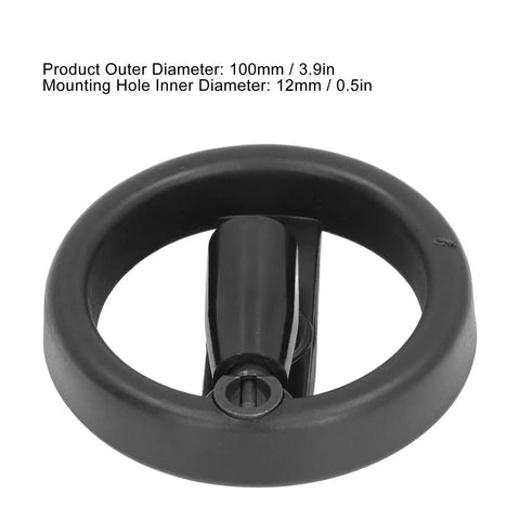 3.9 Inch Two Spoke Hand Wheel With Folding Revolving Handle For Milling Machines And Lathes Black Finish 12mm Center Bore Diameter Durable Metal Tooling Accessory For Dial In Adjustments And Precise Manual Control