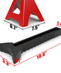 Beefy 3 Ton Heavy Duty Steel Jack Stands And 1.5 Ton Floor Jack Bundle with adjustable sawtooth ratchet dimensions shown