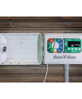 Expandable ESPME3 Lawn Irrigation Controller for Indoor and Outdoor Use With 4 to 22 Stations mounted on wooden wall