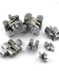 Two Pack Beefy Stainless Steel Hidden Hinges Invisible Cabinet Hardware Heavy Duty Folding Door Fittings Quick Install Zero Hassle Real Deal For Kitchen Cabinetry Remodeling 28X117MM shown from multiple angles.