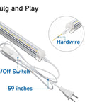 Ultra Bright 4Ft LED Shop Light 40W 5000LM 5000K Daylight T8 Integrated Fixture with on-off switch and plug